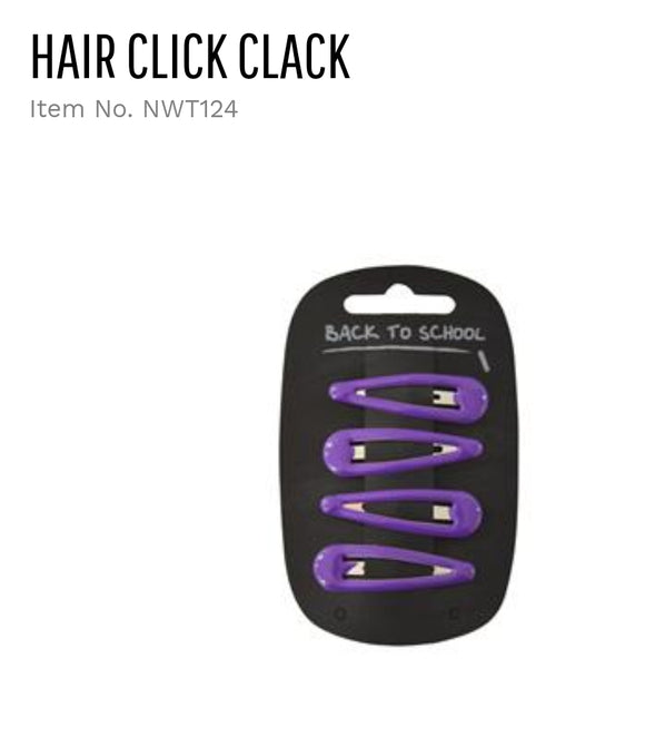 Purple click clack clips pk of 4