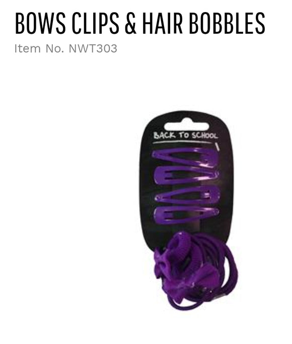 Purple clip and bobble collection